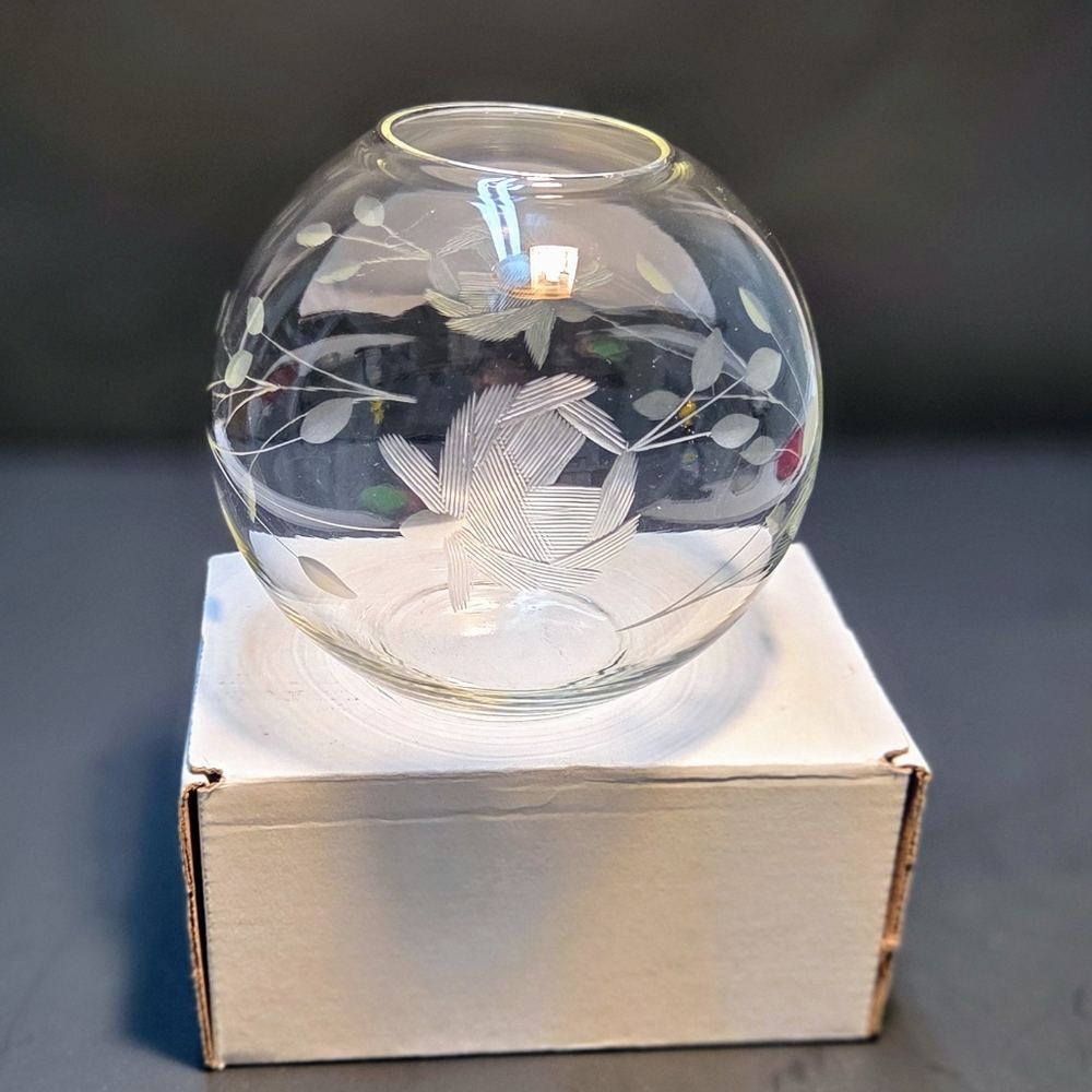 PRINCESS HOUSE HERITAGE CRYSTAL CLEAR 4” ROSE BOWL VASE BLOWN GLASS